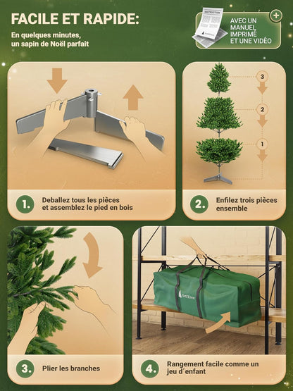 Sapin de Noël Artificiel Premium - épicéa du Nord Réaliste 100% (sans éclairage, 180 cm)