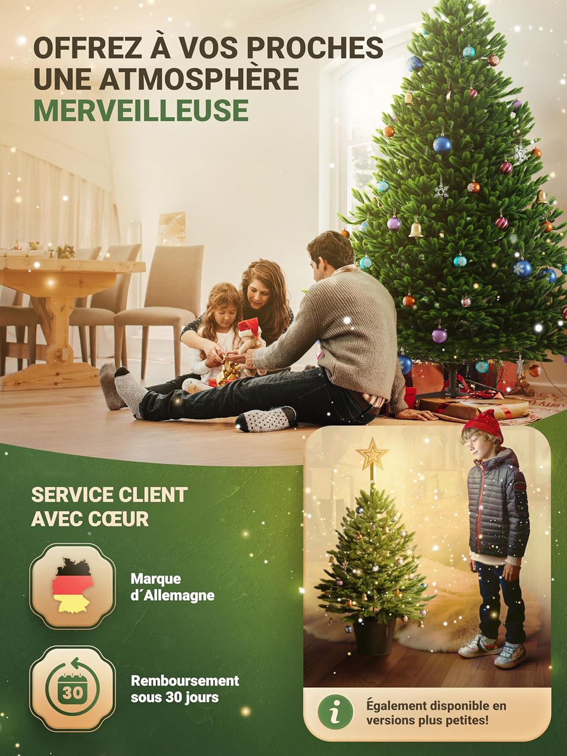 Sapin de Noël Artificiel Premium - épicéa du Nord Réaliste 100% (sans éclairage, 180 cm)
