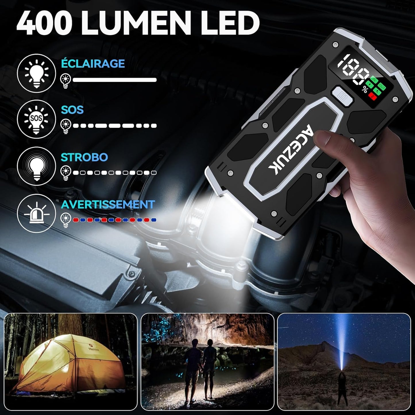 Démarreur de Batterie de Secours pour Voitures/Motos