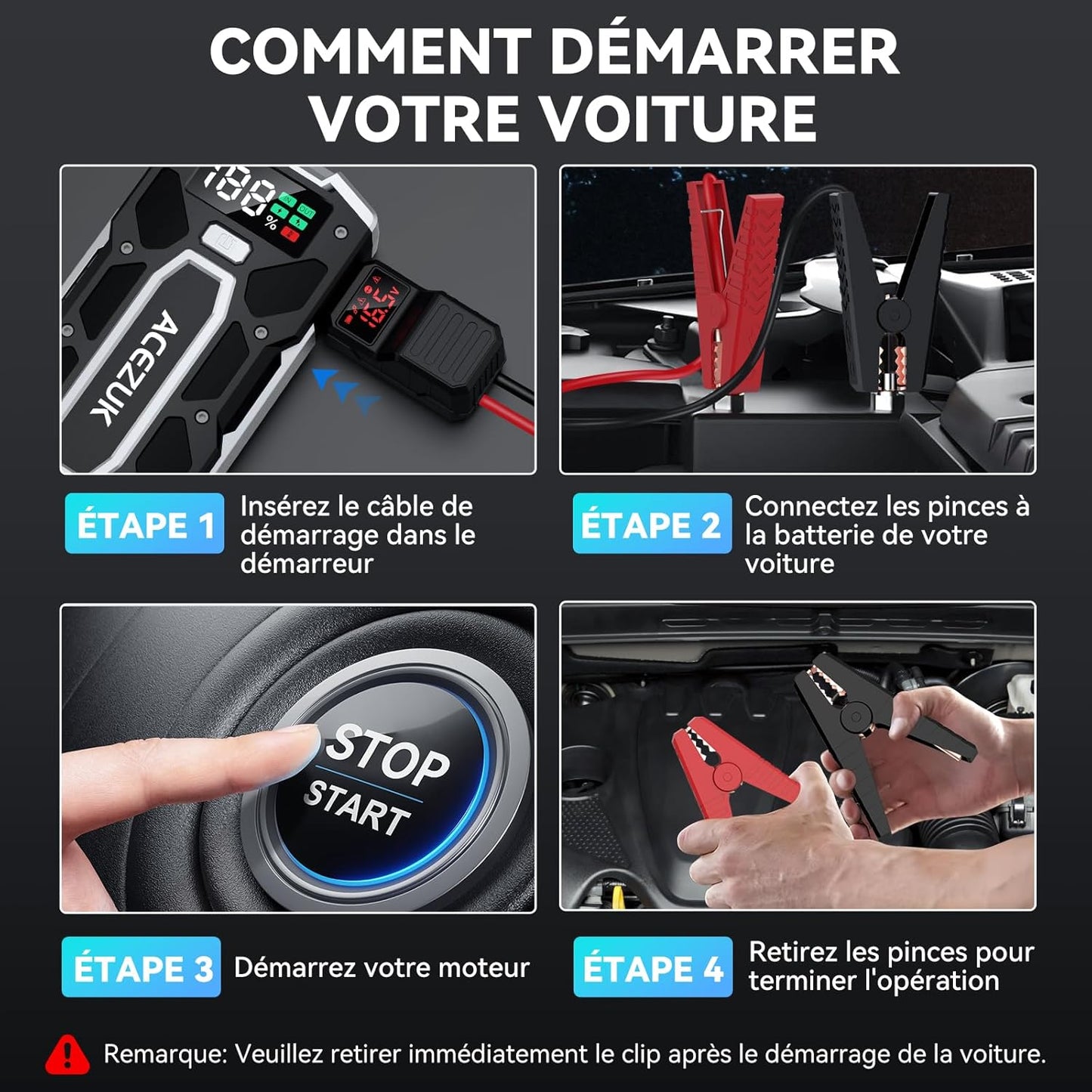 Démarreur de Batterie de Secours pour Voitures/Motos