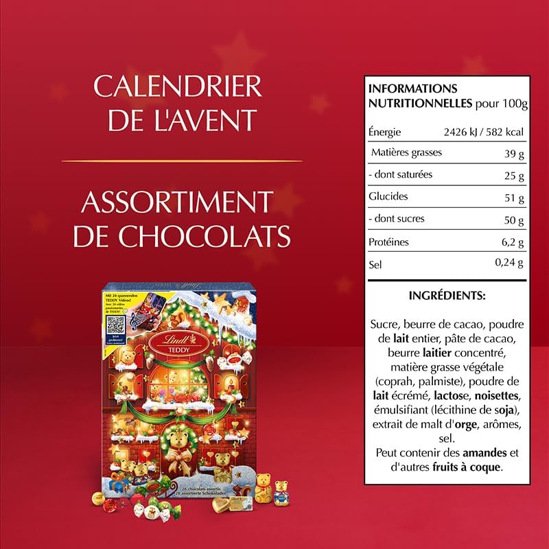 Calendrier de l’Avent Lindt TEDDY – Réalité Augmentée – 170 g